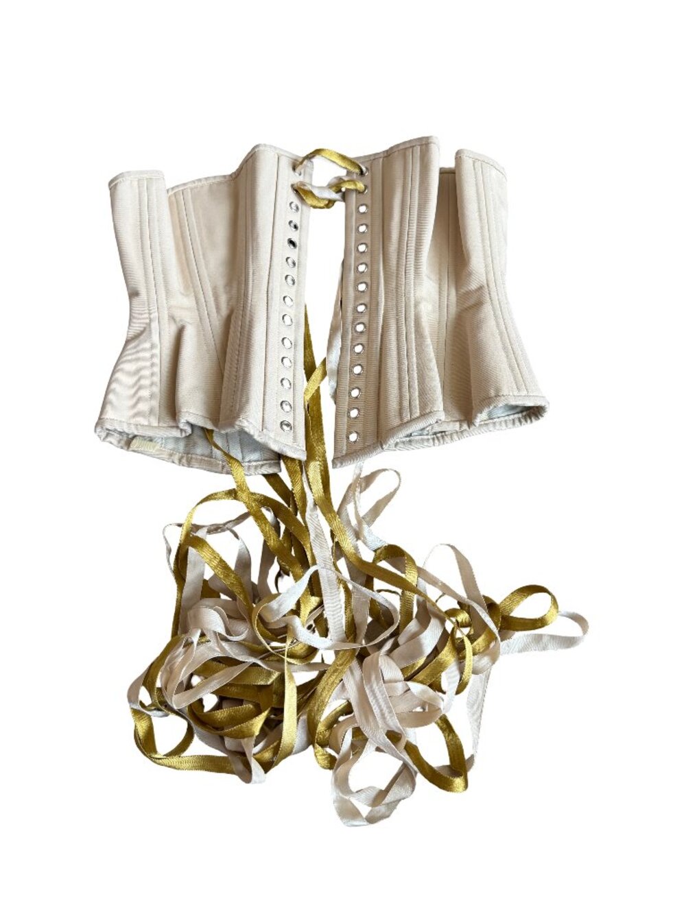 Timeless Trends Ivory Gold Boned Underbust Corset Lace Up Bridal Size 20 Women's